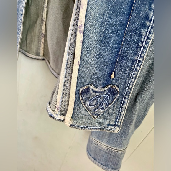 BRIGHTON Blue Denim charms Hearts Jean Jacket surprise charm hidden XS- Small - Picture 12 of 16